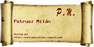 Petrusz Milán névjegykártya