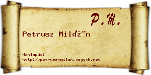 Petrusz Milán névjegykártya
