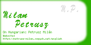 milan petrusz business card